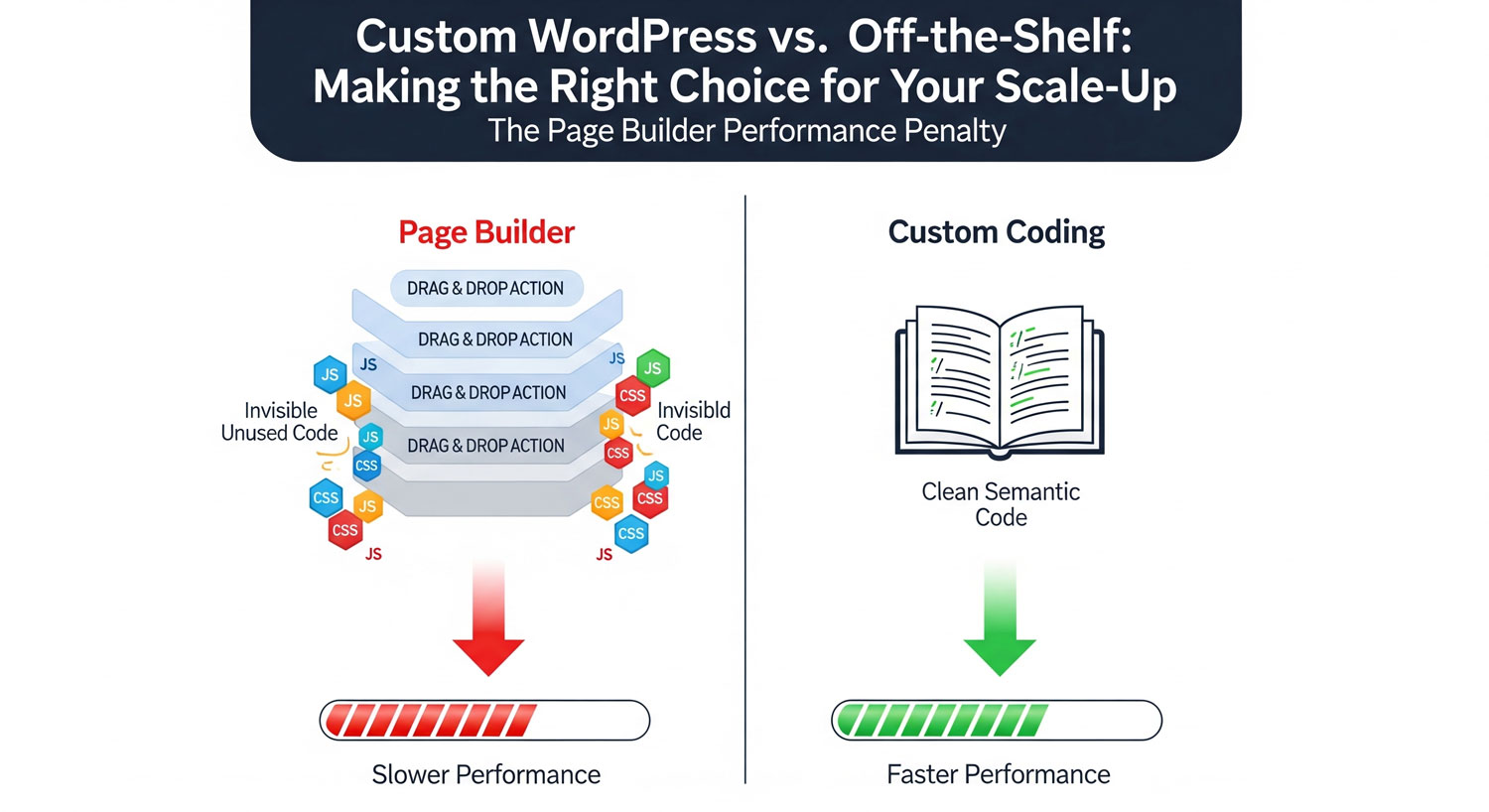 Infographic comparing the page builder performance